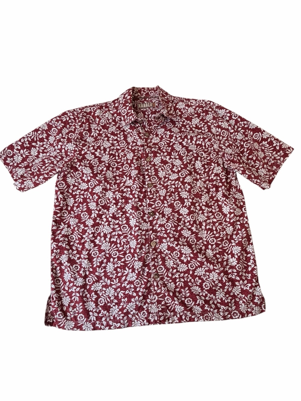 Mens Kahala 1936 Crimson Hawaiian Tropical Shirt, Large